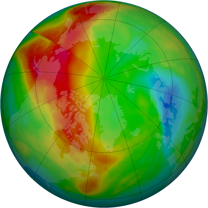 Arctic ozone map for 28 January 1989